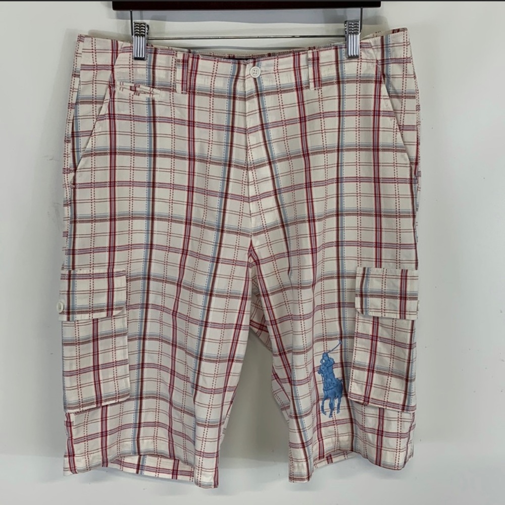 Polo Ralph Lauren plaid cargo shorts.  Waist 36